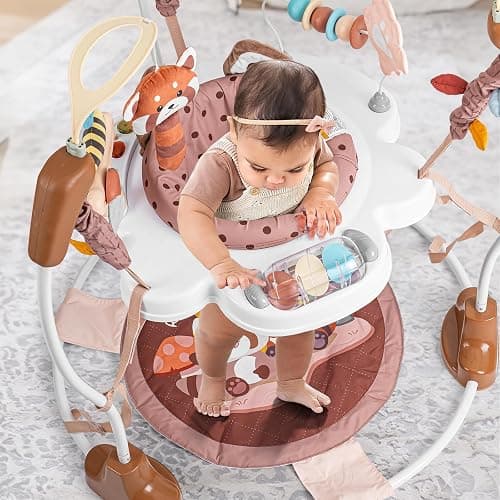 Baby Activity Center, Baby Jumper Activity Center with Music, Interactive Toys, 360° Rotating Seat, 3 Adjustable Heights, Infant Activity Jumper for 6+ Months (Red Panda) thumbnail 2