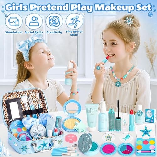 Hohosunlar Frozen Pretend Makeup for Toddlers Toys 3-5, Fake Play Make Up Pretend Play Princess Frozen Toys for Girls, Christmas Birthday Princess Gifts Toys for 3 4 5 6 7 8 Year Old Girls Kids thumbnail 3