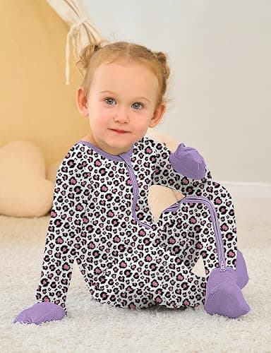Jimonda Baby Boys Romper Fold-Over Footies and Mitten Pajamas Long Sleeve Sleeper Newborn Girl Footless Clothes 3-Packs thumbnail 3
