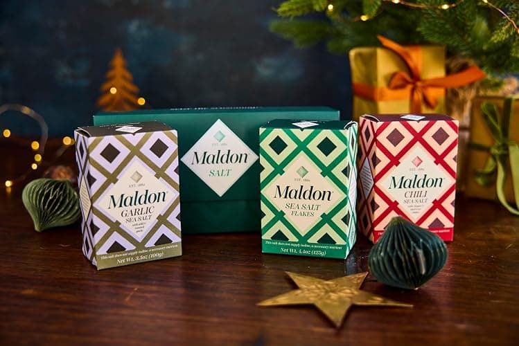 Maldon Salt Gift Pack - 4.4oz Sea Salt Flakes, 3.5oz Chili Salt & 3.5oz Garlic Salt - The Best Gift for Food Lovers and Aspiring Cooks, Versatile Flavors - Comes in Premium Packaging thumbnail 3