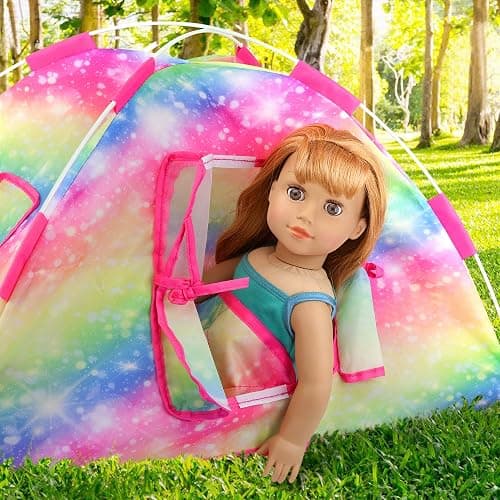 ZITA ELEMENT 7-Piece Fashion Doll Camping Set - Tent, Sleeping Bag, Clothes, Shoes, Camera, Glasses, Dog Toy thumbnail 8