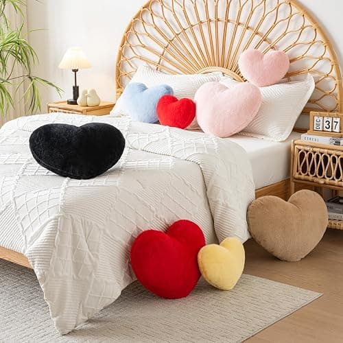 Xiashrk Heart Pillow, Heart Shaped Pillow for Bed Couch, Soft Decorative Heart Throw Pillow, Cute Decorate Pillows, Heart Pillows for Bedroom Living Room (Black, Medium 15.7"x11.8") thumbnail 5