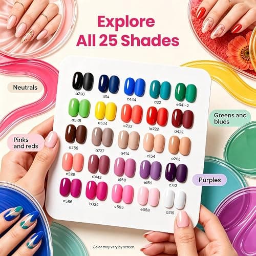 Beetles Fall Gel Polish Kit, Chic Outfits Collection, 25 Colors | Brown Purple Nude Red Black Color Gel Nails, with 3Pcs Base Top Coat Soak off UV Gel Manicure Kit Gifts for Women thumbnail 2