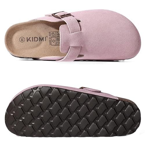 KIDMI Genuine Suede Clogs for Women Cork Footbed Sandals Leather Mules Potato Shoes with Arch Support thumbnail 3