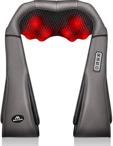 MagicMakers Neck Massager with Heat Gifts for Women, Men, Dad, Mom, Family, Friend, Mothers Day, Fathers Day, Christmas, Shiatsu Kneading Back Massager for Shoulder, Pain Relief, Muscle Soreness - Image 1