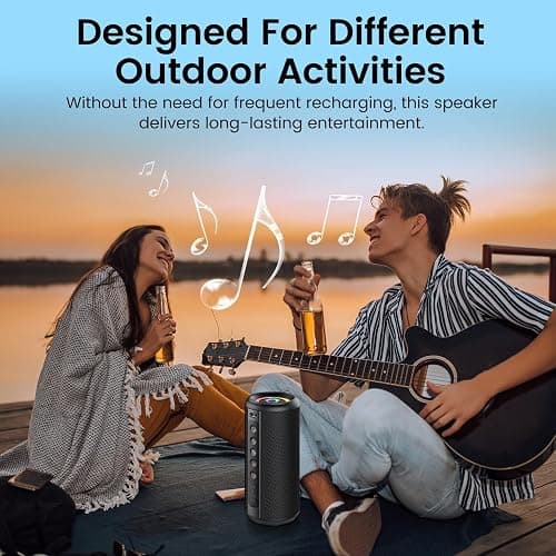 Portable Bluetooth Speaker, Bluetooth 5.4 Wireless Speaker with 20W HD Loud Stereo Sound, 20H Playtime, IP7 Waterproof, LED Lights, TWS Pairing, Built-in Mic, for Outdoor, Home, Party, Beach, Gift thumbnail 6