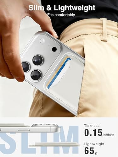 TopMade for Magsafe Wallet, Strongest Magnetic Card Holder for iPhone 17, iPhone 16/15/14/13/12 Series, Leather Magnetic Phone Wallet with Powerful Magnets, RFID Blocking, Fit 4 Cards, Milky White thumbnail 6