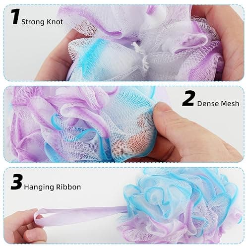 Chuya Bath Sponges Loofahs 70 Grams Large Size,4 Pack Shower Sponge Exfoliating Cleaning Bath Loofa Body Scrubber Balls for Women Men Children Washing thumbnail 4