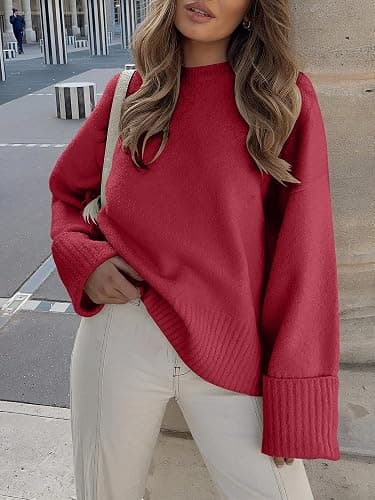 ANRABESS Women's Oversized Sweaters 2025 Long Sleeve Fuzzy Knit Casual Chunky Pullover Sweater Fall Outfits Clothes thumbnail 2