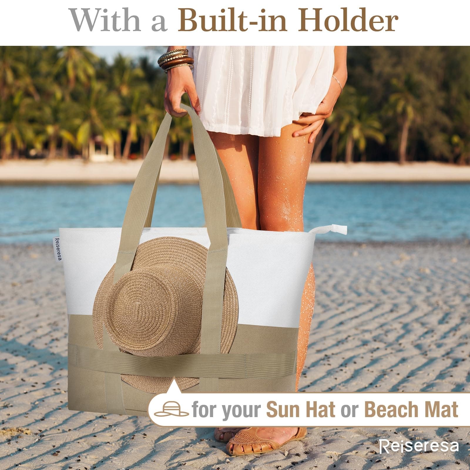 Extra Large Beach Bags for Women, Foldable Beach Tote Bag with Zipper Sandproof Waterproof Beach Tote Pool Bag for Beach Travel Swimming Gym thumbnail 2