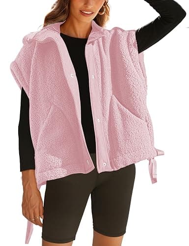 GTLIAE Womens Sherpa Fleece Vest Oversized Sleeveless Jacket Casual Outerwear Gilet with Pockets - Image 1