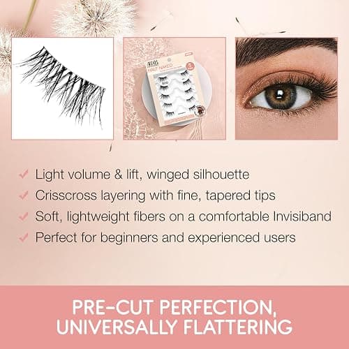 Ardell Naked Half Lashes 434 – Delicately Handcrafted Half Eyelashes Wispy Cat Eye Lashes Strips Fake Eyelash Strip for Natural Lift, 5 Pairs, 1 Pack thumbnail 4