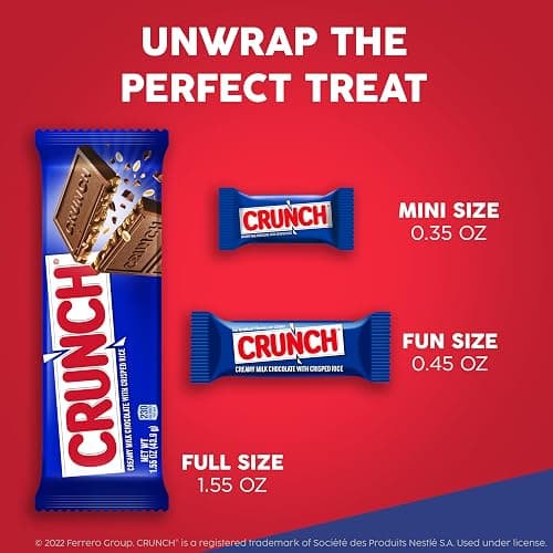 CRUNCH, Bulk 18 Pack, Milk Chocolate and Crisped Rice, Full Size Holiday Candy Bars, Stocking Stuffers, Individually Wrapped, 1.55 oz Each thumbnail 5