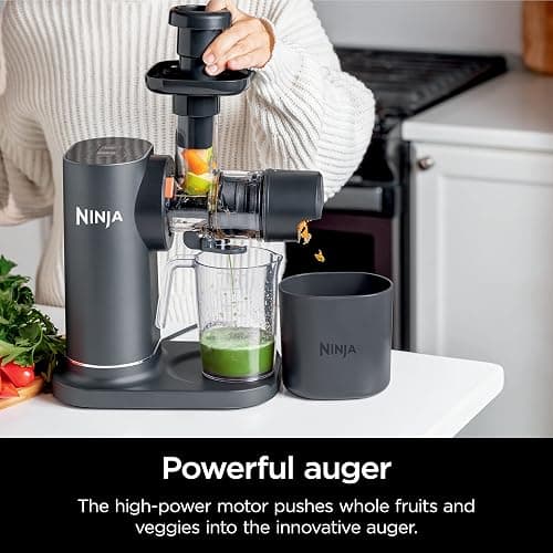 Ninja NeverClog Cold Press Juicer, Powerful Slow Juicer with Total Pulp Control, Countertop, Electric, 2 Pulp Functions, Dishwasher Safe, 2nd Generation, Charcoal, JC151 thumbnail 3