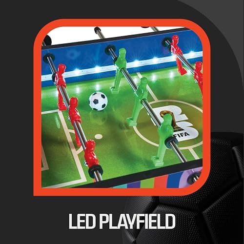FIFA Tabletop LED Foosball, Light Up Soccer Playfield with Score Trackers and Ball Return, Compact Indoor Family Activity, 2 Foosballs Included thumbnail 4