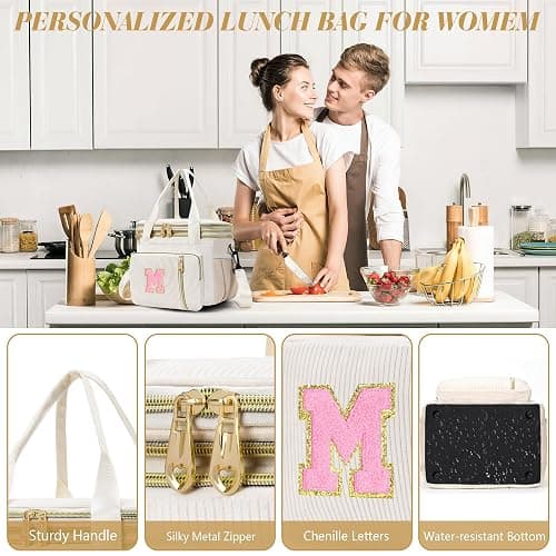 Personalized Initial Lunch Box for Women, Insulated Lunch Bag 16L Leakproof Cooler Lunchbox, Valentine’s Day Adult Lunch Bag with Strap Gifts for Women, Wife, Mom & Friends for Work, Picnic, Travel G thumbnail 6