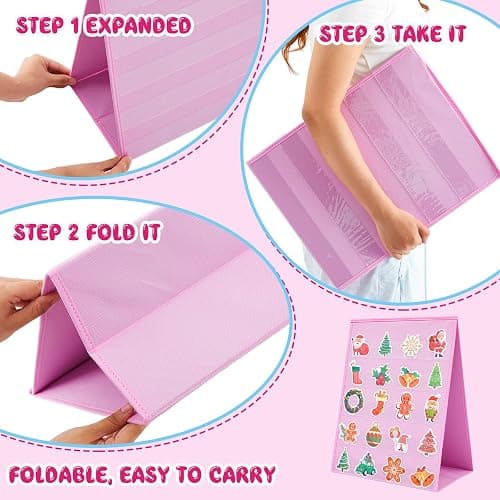 Faccito Portable Stickers Display Stand for Vendors Big 4'' Stickers, 5 Layers and 2 Sides No Assembly Required Sticker Display Rack for Vendor Events, Small Business Supplier Events Pink 13x17in thumbnail 5