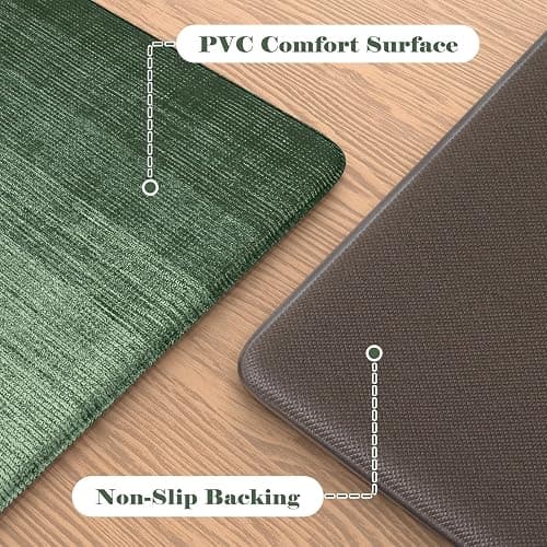 Ailsan Anti Fatigue Mats for Kitchen Floor,Farmhouse Rugs Sets of 2,Cushioned Kitchen Floor Mats,Memory Foam Sink Rug for Laundry Office Bathroom,Green thumbnail 3