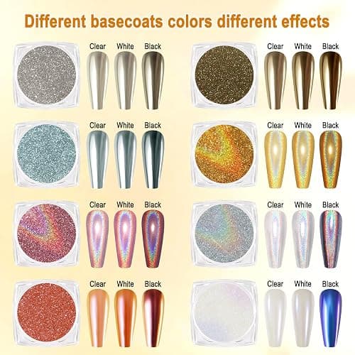 SIUSIO 16 Jars Chrome Nail Powder Nail Art Glitter Decoration Metallic Mirror Effect Holographic Aurora Chameleon Pigment Powder Kit 0.35g/Jar Pearl for Resin Craft & Nail Art thumbnail 6