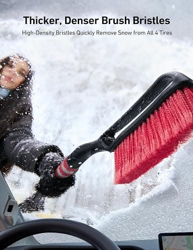 AstroAI 27" Snow Brush and Ice Scrapers for Car Windshield, Detachable Snow Scrapers with Ergonomic Foam Grip for Cars, Trucks, SUVs (Heavy Duty ABS, PVC Brush, Red) thumbnail 3