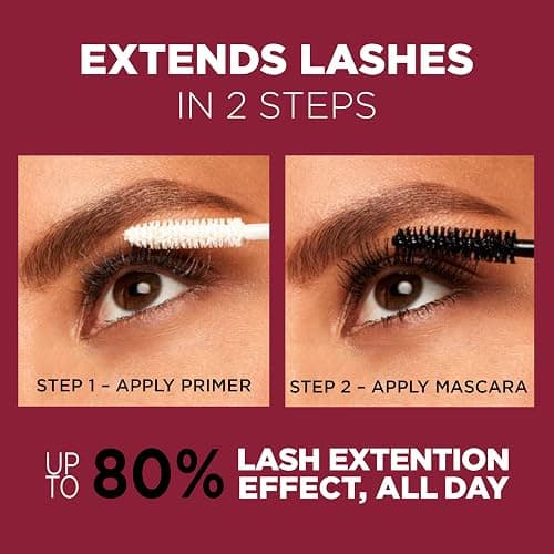 L'Oreal Paris Makeup Double Extend Tubing Mascara, Lengthening 2 Step Mascara, Smudgeproof, Black thumbnail 3