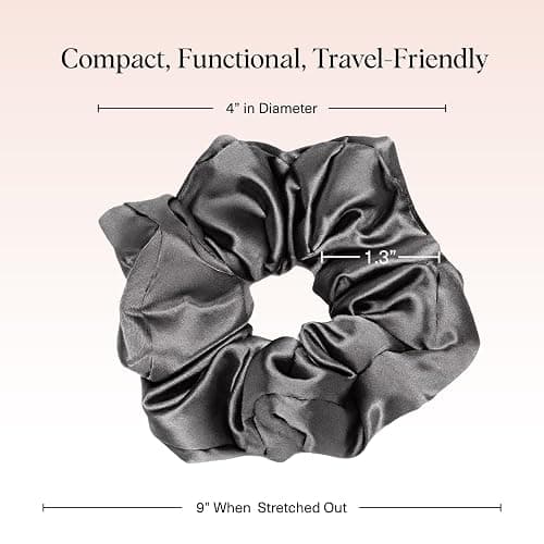 Kitsch Satin Hair Scrunchies for Women, Softer Than Silk Scrunchies for Hair - No Damage Satin Hair Ties, Ponytail Holders | Ideal Gifts for Women, 2pc (Blush/Charcoal) thumbnail 3