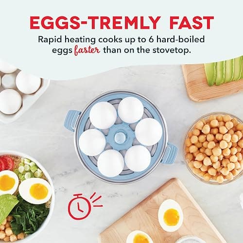 DASH Rapid Egg Cooker: 6 Egg Capacity Electric Egg Cooker for Hard Boiled Eggs, Poached Eggs, Scrambled Eggs, or Omelets with Auto Shut Off Feature - Dream Blue thumbnail 3