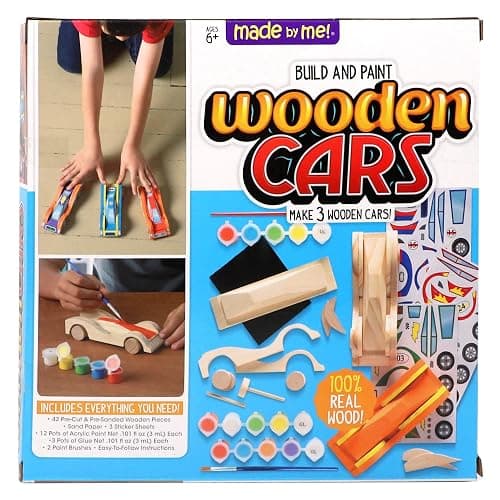 Made By Me Build & Paint Your Own Wooden Toys, DIY Wood Craft Kit, Easy to Assemble, 3 Cars thumbnail 6