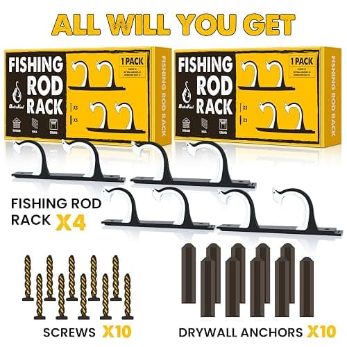 QudraKast Horizontal Fishing Rod Holder for Garage Wall Ceiling Mount - Fishing Pole Holders Fishing Rod Rack Holds Up to 4 Rods or Combos, Ideal Fishing Gift (2pack) thumbnail 7