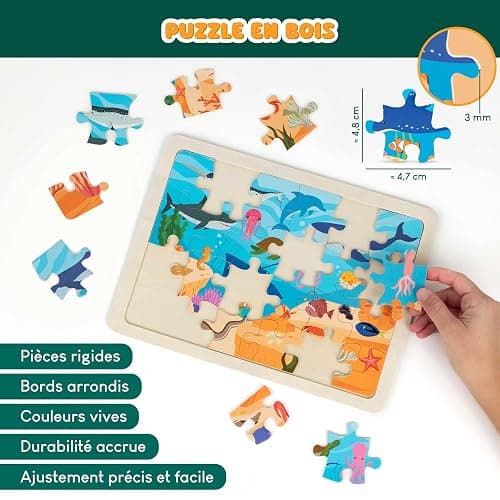 BONNYCO Puzzle Bois Enfant 6 Ensembles 24 Pcs, Animaux de Différents Écosystèmes. Puzzle 3-8 Ans avec Plateau, Jouet Educatif. Cadeau Garcon et Fille, Anniversaire, Noël thumbnail 4