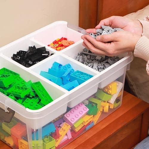 Citylife 17 QT Plastic Storage Box with Removable Tray Craft Organizers and Storage Clear Storage Container for Organizing Bead, Tool, Sewing, Playdoh thumbnail 2