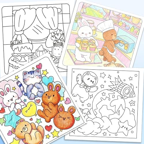 Coloring Book Set for Adults and Teens,3 PacK Easy and Simple Designs Coloring Set,Stress Relief Gifts with 36 Colors Markers &12 Pcs Glitter Markers &12 pcs Colored Pencils for adults Relaxation thumbnail 7
