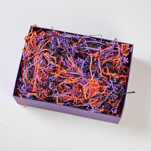 1LB Halloween Crinkle Cut Paper Shred Black Orange Purple Raffia Paper | Halloween Crinkle Cut Paper Shred Filler Grass with Ghost Decoration for Gift Wrapping Basket Filling Party Supply thumbnail 3