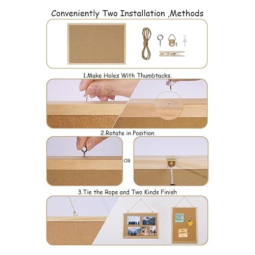 DAHAPYBOO Cork Board for Office with Pin Oak Wood Boards,17"X 12" | Bulletin Board Hanging Corkboards for Office Home School Message Board or Vision Board Decoration. thumbnail 4