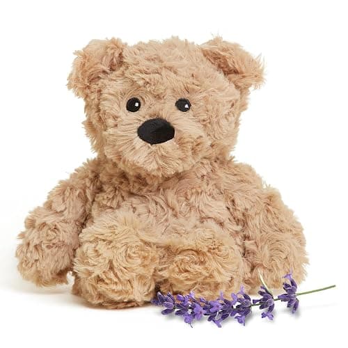 warmies Junior Microwavable & Weighted Stuffed Animals, Brown Curly Bear - Heated Stuffed Animal Plushie for Warmth & Comfort - Soft Plush Toys for Adults & Children (Boys, Girls, Babies & Toddlers) - Image 1