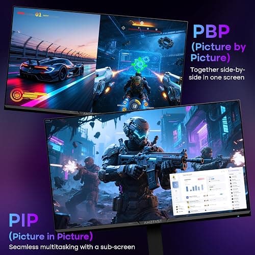 Amzfast 27 Inch 4K Gaming Monitor HDR 400, UHD 160Hz 144Hz | FHD 320Hz 300Hz 1ms Fast IPS Dual Mode, 126% sRGB, PIP/PBP, HDMI 2.1 x 2 & DP 1.4 x 2, Height Adjustment, VESA. thumbnail 5