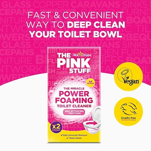 Stardrops - The Pink Stuff Bathroom Cleaning Kit – Cleaning Paste, Bathroom Foam Spray, Toilet Foaming Powder, SQeeZY Sponge & 3 Microfiber Cloths – Tough on Stains, Grease & Soap Scum thumbnail 7