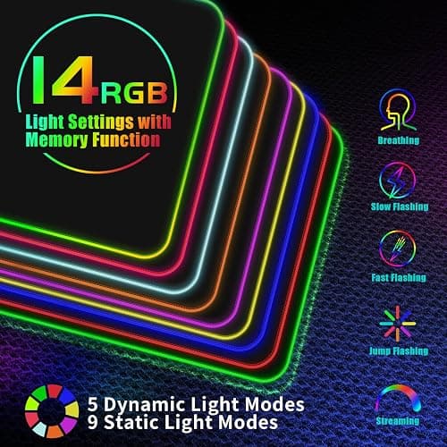 RGB Gaming Mouse Pad With 15W Wireless Charging, Extra Large LED Mousepad, 14 Light Modes, XXL Size, Ergonomic Computer Pad, Non-Slip Rubber Base for Laptop, Gifts for Gamer/Men thumbnail 2