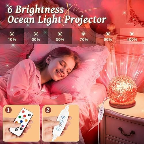 One Fire Ocean Projector for Bedroom,18-Color LED Mood Lighting,Girls Gifts | 3-in-1 Sunset Ocean Northern Lights Projector – Remote, 6 Brightness, 1-Hr Timer, Calming Decor for Bedroom Bathroom Dorm thumbnail 5