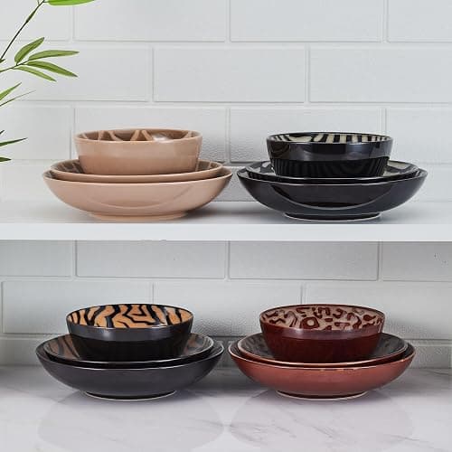 Mikasa Amari Animal Print Safari 12 Piece Dinnerware Bowl Set, Service for 4 thumbnail 4