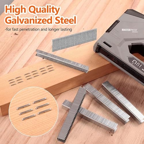 SITLDY Heavy Duty T50 9/16- inch Length Staples 1420-Count, 3/8 Crown 20 Gauge Beveled Chiseled Pointed Galvanized Staples, for Pneumatic, Electric, Manual T50 Stapler Gun thumbnail 4