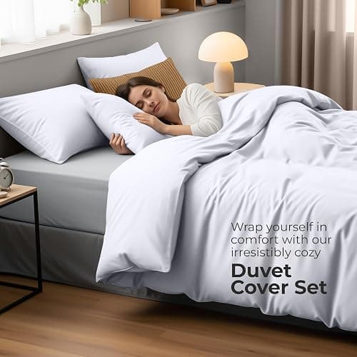 Utopia Bedding Duvet Quilt Cover Set with Pillow cases, Double - Soft Microfibre Polyester (White) thumbnail 5
