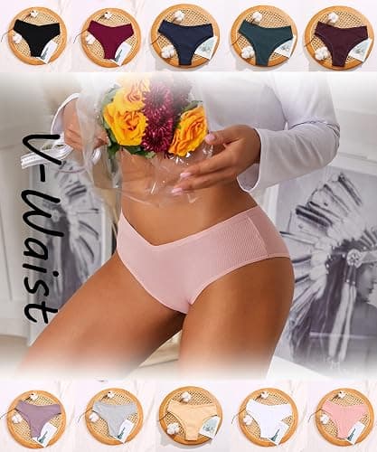 Sth Big 10 Pack Womens Cotton Underwear Sexy Stretch V-Waist Ladies Bikini Panties Low Rise Cotton Cheeky Hipster S-XXL thumbnail 3