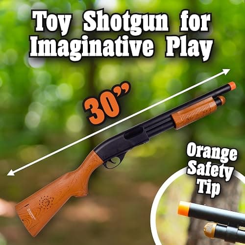 Sunny Days Entertainment Pump Action Blaster – with Realistic Sounds and Ejecting Play Shells | Hunting Role Play Toy | Cowboy Costume for Kids – Maxx Action, Wood Grain thumbnail 4