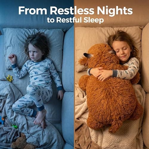 Mewaii 4 Lbs Weighted Stuffed Animals - Heavy Belly & Limbs, 23" Highland Cow Plush for a Realistic Hug, Super Soft Fluffy Plush Toy for Kids and Adults thumbnail 5