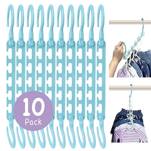 Wonder Hanger Max 10-Pack Space Saving Hangers, Reinforced Hooks Swivels 360°, Cascading Hanger, Teens, College Dorms, Kids & Closet Organizer, Assembled – Pastel Blue thumbnail 6