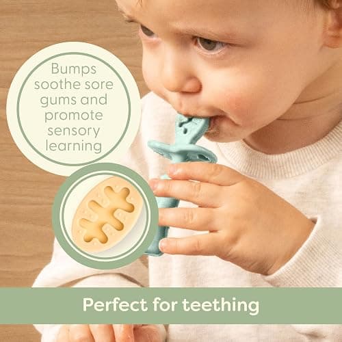 Upward Baby Silicone Baby Feeding Spoon with Anti Choke Barrier - Baby Spoons Self Feeding 6 Months, First Stage Infant Supplies and Toddler Utensils, Baby Led Weaning Soft-Tip Training Spoon, 3 Pack thumbnail 5