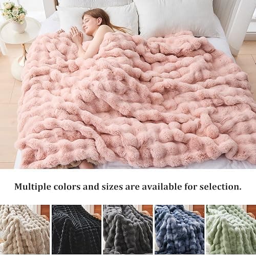 Faux Fur Throw Blanket for Couch, 1000 GSM Cozy Fuzzy Fluffy Soft Plush Thick Bubble Sherpa Blanket for Sofa Bedroom Living Room, Mothers Day Birthday Gifts for Women Home Decor thumbnail 8