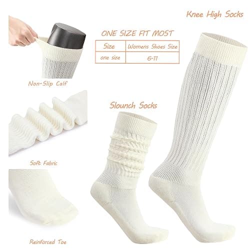 AugRing Womens Slouch Scrunch Socks Retro Knee High Soft Stack Chunky Cozy Boot Socks For Women Size 6-11 thumbnail 6