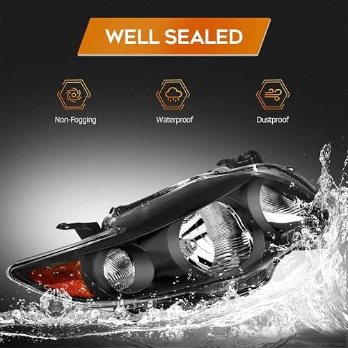 LBRST Headlight Assembly for Toyota Corolla 2009 2010 Black Housing Amber Reflector Clear Lens Driver and Passenger Side Headlamp thumbnail 5
